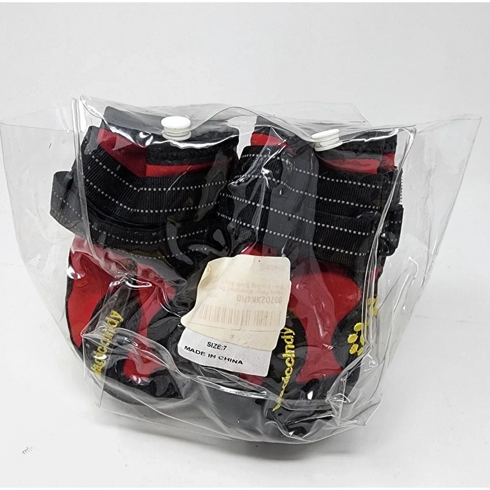 Magic Cindy Waterproof Non-Slip Dog Shoes/Boots Size 7 Red & Black